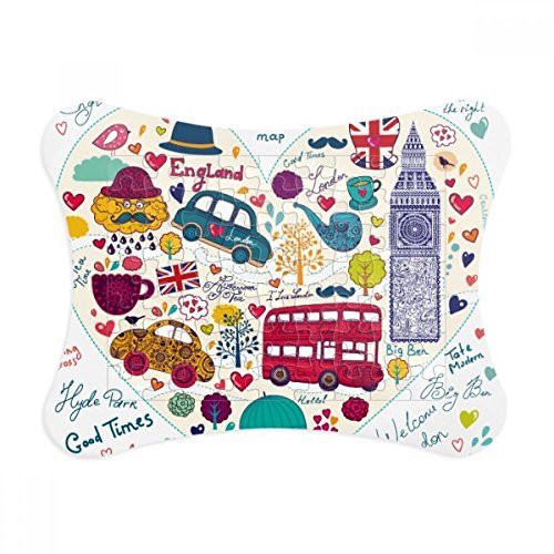 Love Heart Big Ben Bus UK Landmark Flag Puzzle Frame Picture Decoration Jigsaw Game Ornament