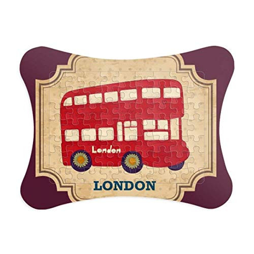 UK London Double-Decker Bus Stamp Puzzle Frame Picture Decoration Jigsaw Game Ornament