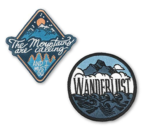 O'Houlihans - Iron On Patches Patch Set - Wanderlust & The Mountains are Calling and I Must Go Morale Patches - 2 Pack of Premium Quality Embroidered Patches O'Houlihans - Iron On Patches Patch Set - Wanderlust & The Mountains are Calling and I Must Go Morale Patches - 2 Pack of Premium Quality Embroidered Patches
