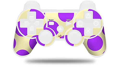 Sony PS3 Controller Decal Style Skin - Kearas Polka Dots Purple On Cream -CONTROLLER NOT INCLUDED-