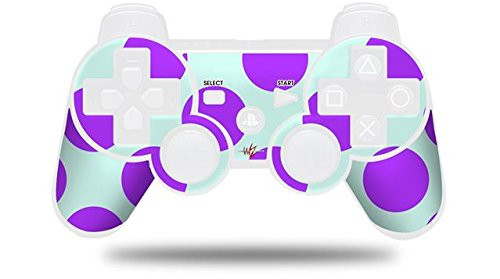 Sony PS3 Controller Decal Style Skin - Kearas Polka Dots Purple And Blue -CONTROLLER NOT INCLUDED-
