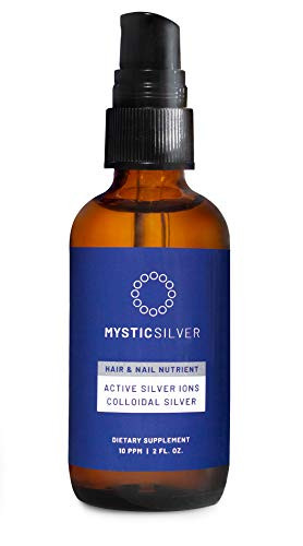 Mystic Silver. Hair  and  Nail Nutrient. Active Silver Ions Colloidal Silver. Spray. 10 PPM 2 fl. oz.