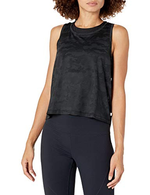 Danskin Women's Essential Camo Racer Back Tank- Black Salt- Large