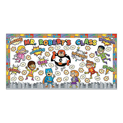 Fun Express Super Hero Bulletin Board - 201 Pieces - Educational and Learning Activities for Kids