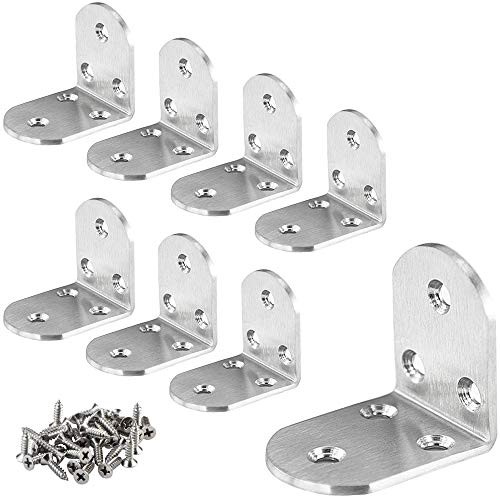8 Pcs Heavy Duty Stainless Steel L Brackets Corner Braces 50 x 50 x 38mm L Shaped Corner Brackets Joint Right Angle Brackets for Wood Cabinets Shelves Furniture- with Screws