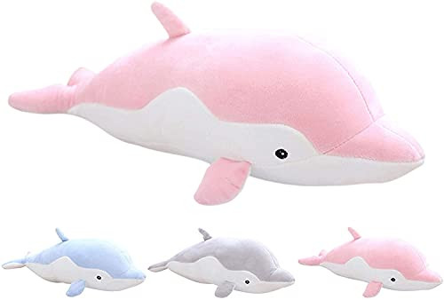 Dolphin Plush Hugging Pillow- Soft Large Dolphins Stuffed Animal Toy Doll Gifts for Kids- Valentine- Christmas- Bedding -19.7inch- -Pink-