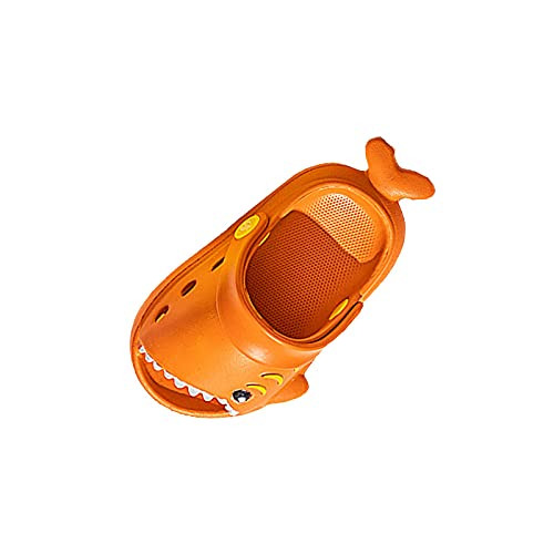 Baby Boys Girls Lightweight Open Toe Beach Pool Slides Sandals Cartoon Sandals Cute Shark Shoes Non-Slip Slippers Orange