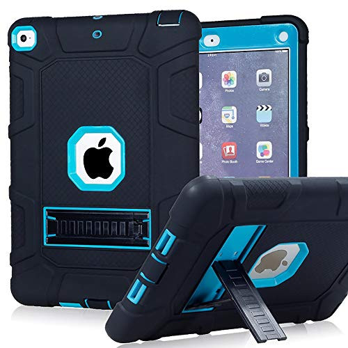 iPad 6th Generation Case, iPad 2018 Case, iPad 9.7 Inch Case,Hybrid Shockproof Rugged Drop Protection Cover Built with Kickstand for New iPad 9.7 inch A1893/A1954/A1822/A1823(Black&Blue)