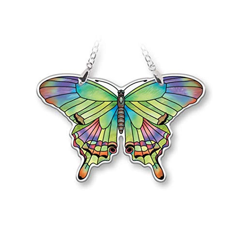 Amia Peridot Butterfly Handcrafted Glass Small Suncatcher- Multicolor