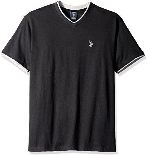 U.S. Polo Assn. Men's Short Sleeve Solid Classic Fit V-Neck T-Shirt- Black- XXL
