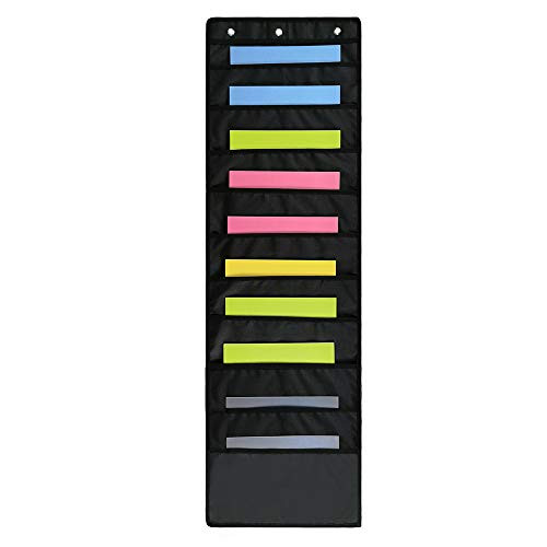 Wall Storage Pocket Charts- ALLOMN Heavy Duty Pocket Hanging Wall File Organizer to Organize Your Assignments- Files- Scrapbook Papers  and  More -10 Pockets-