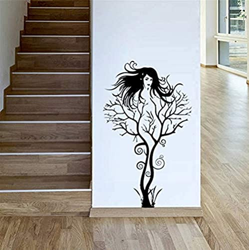 HUANGS Art Murals Girl Sexy Fairy Branch Wall Decals for Bedroom Removable Home Decoration Tree Stickers DIY Vinyl 43X72Cm Size Wall Decoration Sticker Display