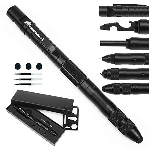Mammuthus 6.3in Aircraft Aluminum Refillable Tactical Screw Cap Stylus Pen for Outdoor- Survival- Camping and EDC