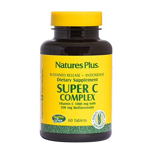 NaturesPlus Super C Complex- Sustained Release - 1000 mg- 60 Vegetarian Tablets - High Potency Immune Support Supplement- Antioxidant - Enhanced Absorption - Gluten-Free - 60 Servings