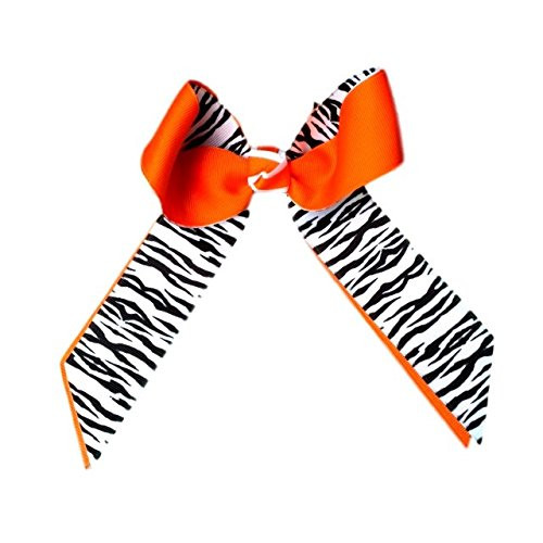Victory Bows Black and White Zebra Grosgrain Hair Bow- The Juliet Zebra and Orange- Made in the USA French Clip SB800PR Victory Bows Black and White Zebra Grosgrain Hair Bow- The Juliet Zebra and Orange- Made in the USA French Clip SB800PR