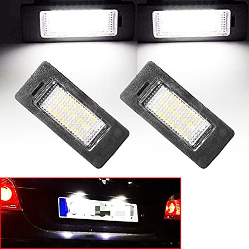 Beneges 2 Pcs Error Free Xenon White LED License Plate Light Compatible with BMW 1 3 5 x Series E81 E82 E90 E91 E92 E93 E60 E61 E39 X1/E84 X5/E70 X6/E71 License Tag Lights 63267193293- 63267165646