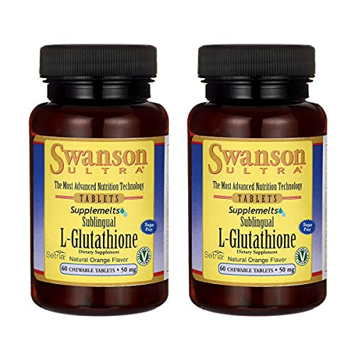 Swanson Amino Acid Supplemelts Sublingual L-Glutathione 50 Milligrams 60 Chwbls -2 Pack-