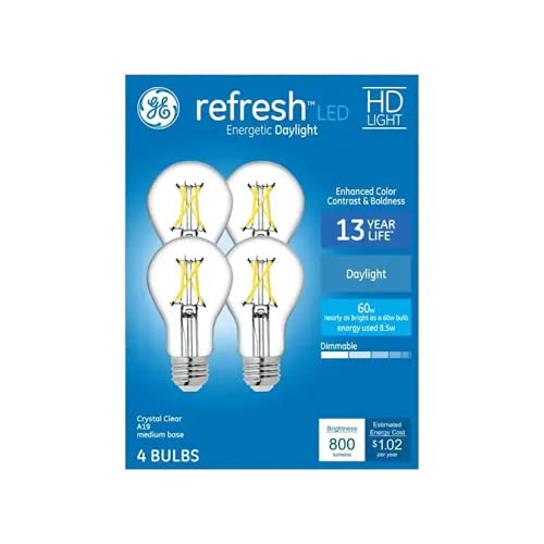 GE Refresh 60 Watt Equivalent A19 Daylight Dimmable LED Light Bulb -4-Pack-