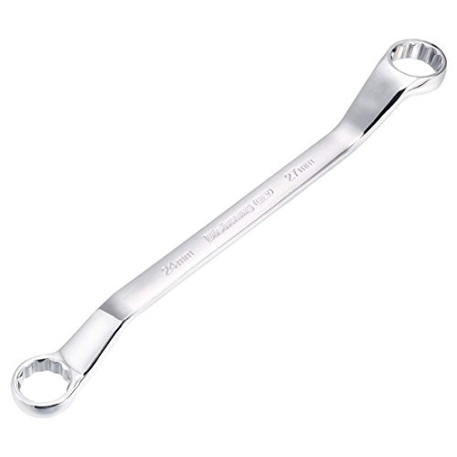 24mm x 27mm 12 Point Offset Double Box End Wrench Polished Finish- Cr-V