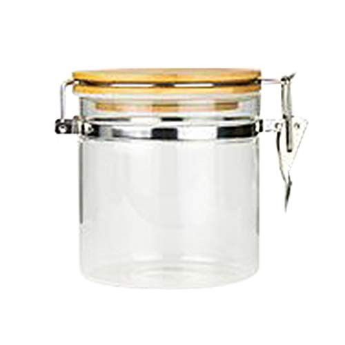 Cabilock Clear Glass Canister Food Storage Jar with Airtight Wood Lids Airtight Storage Containers for Coffee Bean Tea Sugar Cookies Dry Fruit Nuts