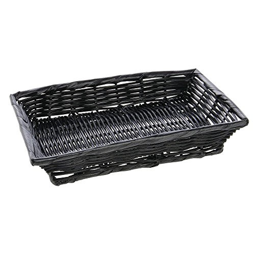 Basket with False Bottom Black Wicker - 8inch L x 12inch W x 2 1/2 H