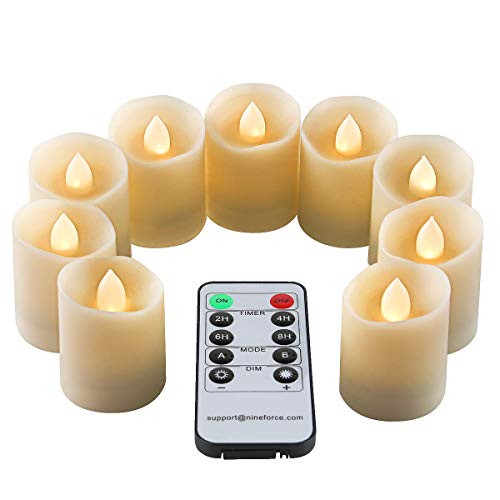 Tea Lights Candles Battery Operated Flameless Candles with Remote Votive Candle with Timer LED Tealights Flickering Candles Unscented LED Realistic Tealight Fake White- 200H 1.8inch Set of 9 Candles