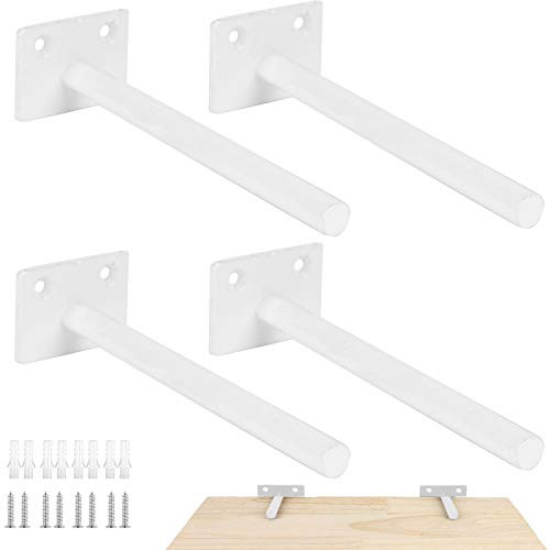 MOLPE Floating Shelf Bracket 6 inch -4 pcs-- Solid Steel Blind Shelf Supports Heavy Duty - Wall Mounted Hidden Brackets for Floating Wood Shelves Screws and Wall Plugs Included