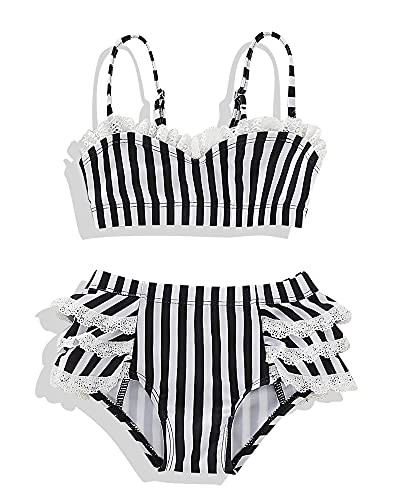 Girl Swimsuit Bathing Suits for Girls Toddler Baby Girl Bathing Suits 2-3T Halter Swimwear Bikini Set Stripe Bikini Two Piece Bathing Suits Swimming Suit Black