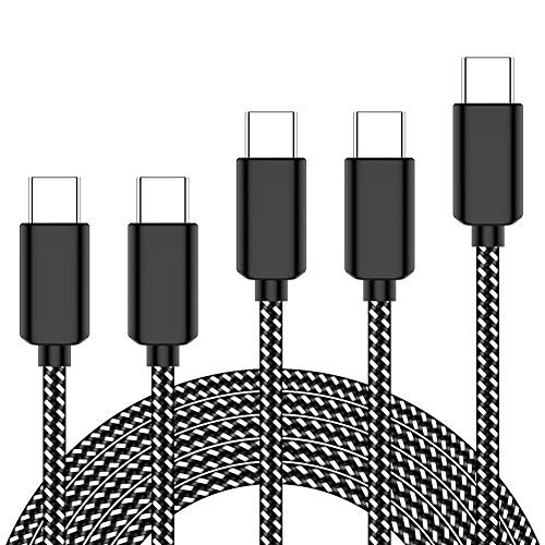 USB Type C Cable TNSO 5Pack (3/3/6/6/10FT) USB C Cable Nylon Braided Type Cable Fast Charging for Samsung Galaxy S10/ S9 / S9+,LG V30 V20 and More (Black&White)
