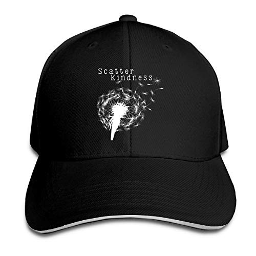 POCKWEEN Baseball Cap Adjustable Scatter Kindness Snapback Trucker Hat Dad Cap for Women Men Black