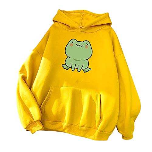 Hoodies for Womens- Teen Girls Cute Cartoons Frogs Casual Hooded Pullover Loose Long Sleeve Sweatshirt Tops with Pocket