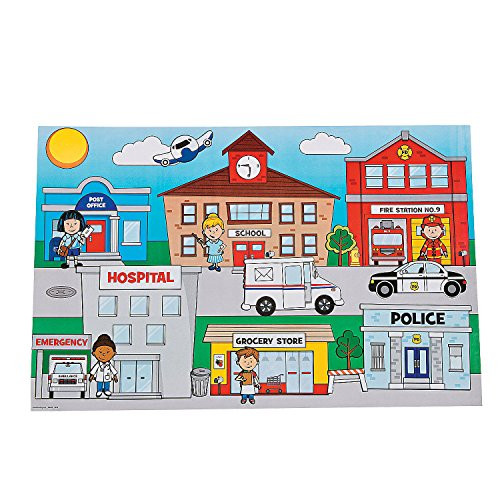 Fun Express Community Helpers Giant Sticker Scene - 12 Pieces - Educational and Learning Activities for Kids