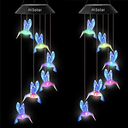 HiSolar 2 Pack Hummingbird Solar Wind Chimes Color Changing Solar Mobile Light Waterproof LED Wind Chime Solar Powered Wind Mobile Colorful Light for Home Party Yard Garden Decoration Blue HiSolar 2 Pack Hummingbird Solar Wind Chimes Color Changing Solar Mobile Light Waterproof LED Wind Chime Solar Powered Wind Mobile Colorful Light for Home Party Yard Garden Decoration Blue