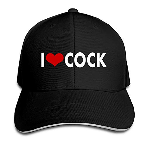 I Love Heart Cock Baseball Cap Adjustable Snapback Trucker Hat Dad Cap for Women Men Black