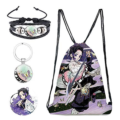 Demon Slayer Drawstring Bag Gift Set- Demon Slayer Kimetsu No Yaiba Gift Set for Anime Fans Include 1 Drawstring Bag 1 Buttons 1 Keychain and 1 Bracelet -Color I-2- Demon Slayer Drawstring Bag Gift Set- Demon Slayer Kimetsu No Yaiba Gift Set for Anime Fans Include 1 Drawstring Bag 1 Buttons 1 Keychain and 1 Bracelet -Color I-2-