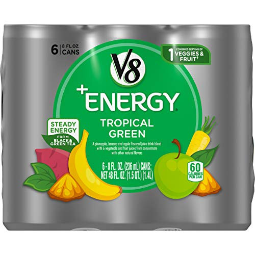 V8 PlusEnergy Healthy Energy Drink- Natural Energy from Tea- Tropical Green- 8 Fl Oz Can -6 Count -Pack of 4-- Total of 24- V8 PlusEnergy Healthy Energy Drink- Natural Energy from Tea- Tropical Green- 8 Fl Oz Can -6 Count -Pack of 4-- Total of 24-