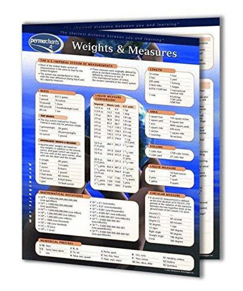 Permacharts - Weights and Measure 4-Page 8.5' x 11inch Laminated Quick Reference Guide Permacharts - Weights and Measure 4-Page 8.5' x 11inch Laminated Quick Reference Guide