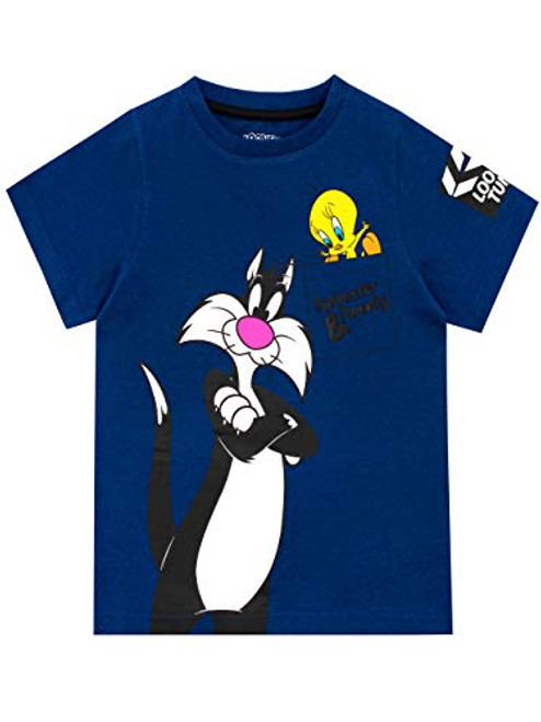 Looney Tunes Boys' Sylvester and Tweety T-Shirt Size 4 Blue