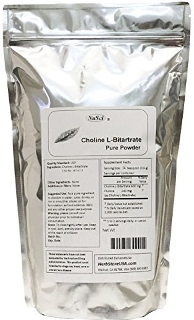 NuSci Choline L-Bitartrate Pure PowderinchSmart Nutrientinch -250g -8.8 oz-- NuSci Choline L-Bitartrate Pure PowderinchSmart Nutrientinch -250g -8.8 oz--