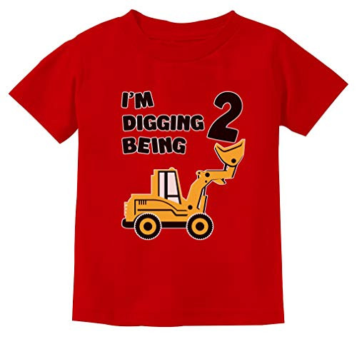 2nd Birthday Bulldozer Construction Party Toddler Toddler/Infant Kids T-Shirt 3T Red