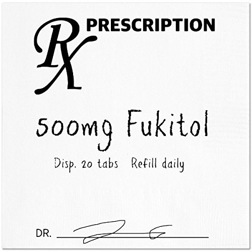 Funny Napkins - FUKITOL RX - Boutique Cocktail Napkin, 5"X5", Pack Of 20 Napkins For Parties And Entertaining