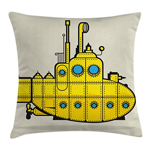 Ambesonne Yellow Submarine Throw Pillow Cushion Cover- Retro Grunge Marine Vessel Industrial Nautical Ocean Theme- Decorative Square Accent Pillow Case- 18inch X 18inch- Blue Gray Ambesonne Yellow Submarine Throw Pillow Cushion Cover- Retro Grunge Marine Vessel Industrial Nautical Ocean Theme- Decorative Square Accent Pillow Case- 18inch X 18inch- Blue Gray