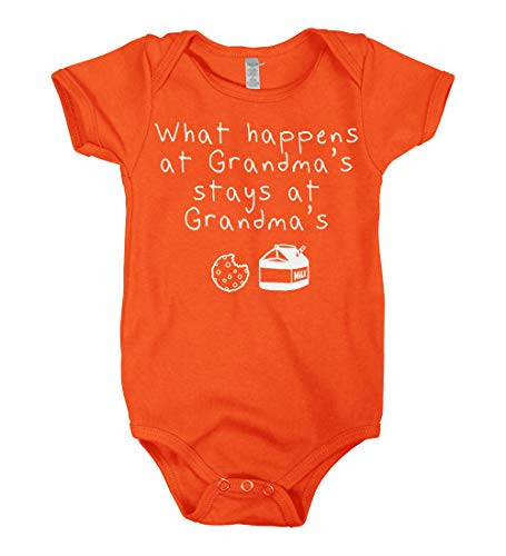 Mixtbrand Baby Boys' What Happens at Grandma's Stays at Grandma's Infant Bodysuit 18M Orange