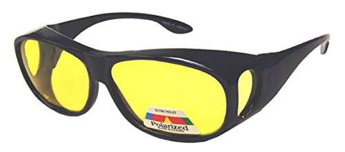 Yellow Night Driving Fit Over Glasses- Size Medium - Polarized- Black