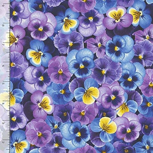 Pansies/Medium Flowers Cotton Fabric by Timeless Treasures