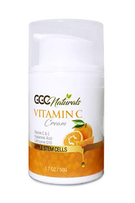 GGC Naturals Vitamin C Cream with Hyaluronic Acid- Vitamin E for Face and Eyes - Organic and Natural Ingredients for Anti Wrinkle- Anti Aging- Fades Age Spots and Sun Damage 1.7 oz GGC Naturals Vitamin C Cream with Hyaluronic Acid- Vitamin E for Face and Eyes - Organic and Natural Ingredients for Anti Wrinkle- Anti Aging- Fades Age Spots and Sun Damage 1.7 oz