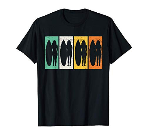 Surfing Surfboard Surfer Girl Retro T-Shirt