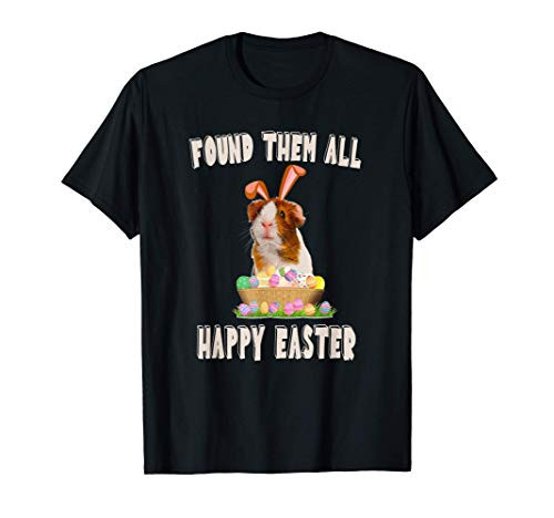 Funny Guinea Pig With cute Bunny Ears Easter Day Eggs Basket T-Shirt