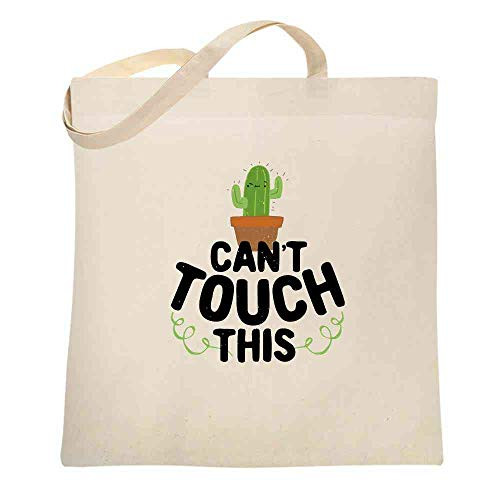 Cant Touch This Cactus Funny Cute Succulents Natural 15x15 inches Large Canvas Tote Bag Women