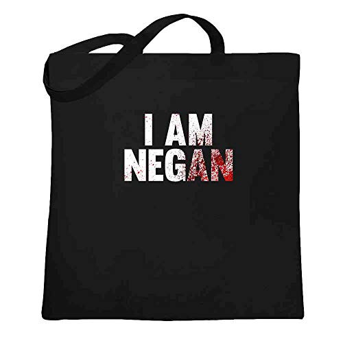 I am Negan Horror Zombie Halloween Costume Black 15x15 inches Large Canvas Tote Bag Women